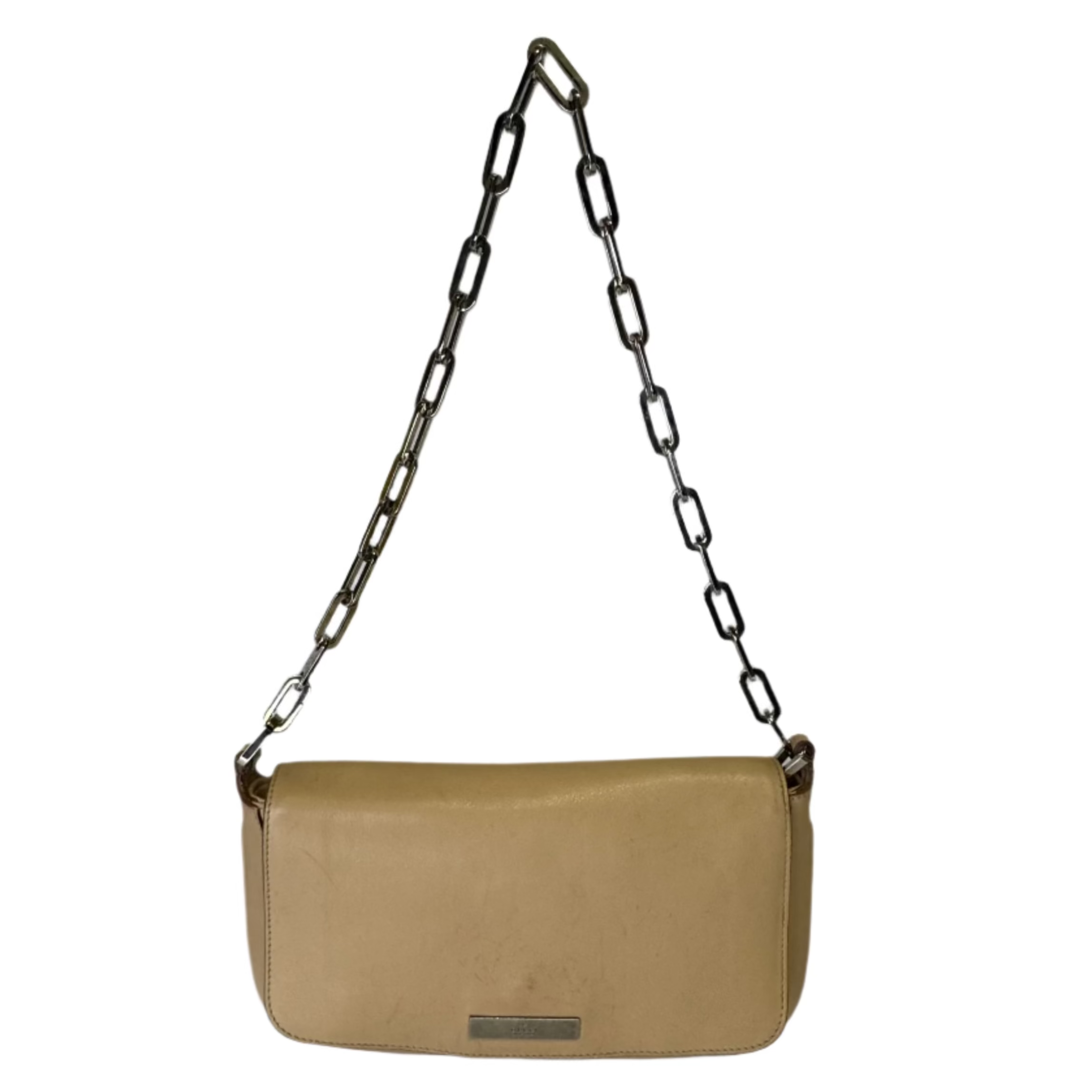 Gucci Chain Flap Shoulder Bag Leather beige