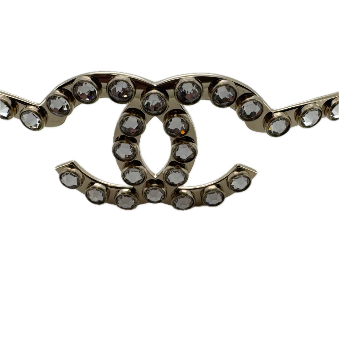 Chanel CC Logo Headband Tiara Gold Metal - Lost Designer