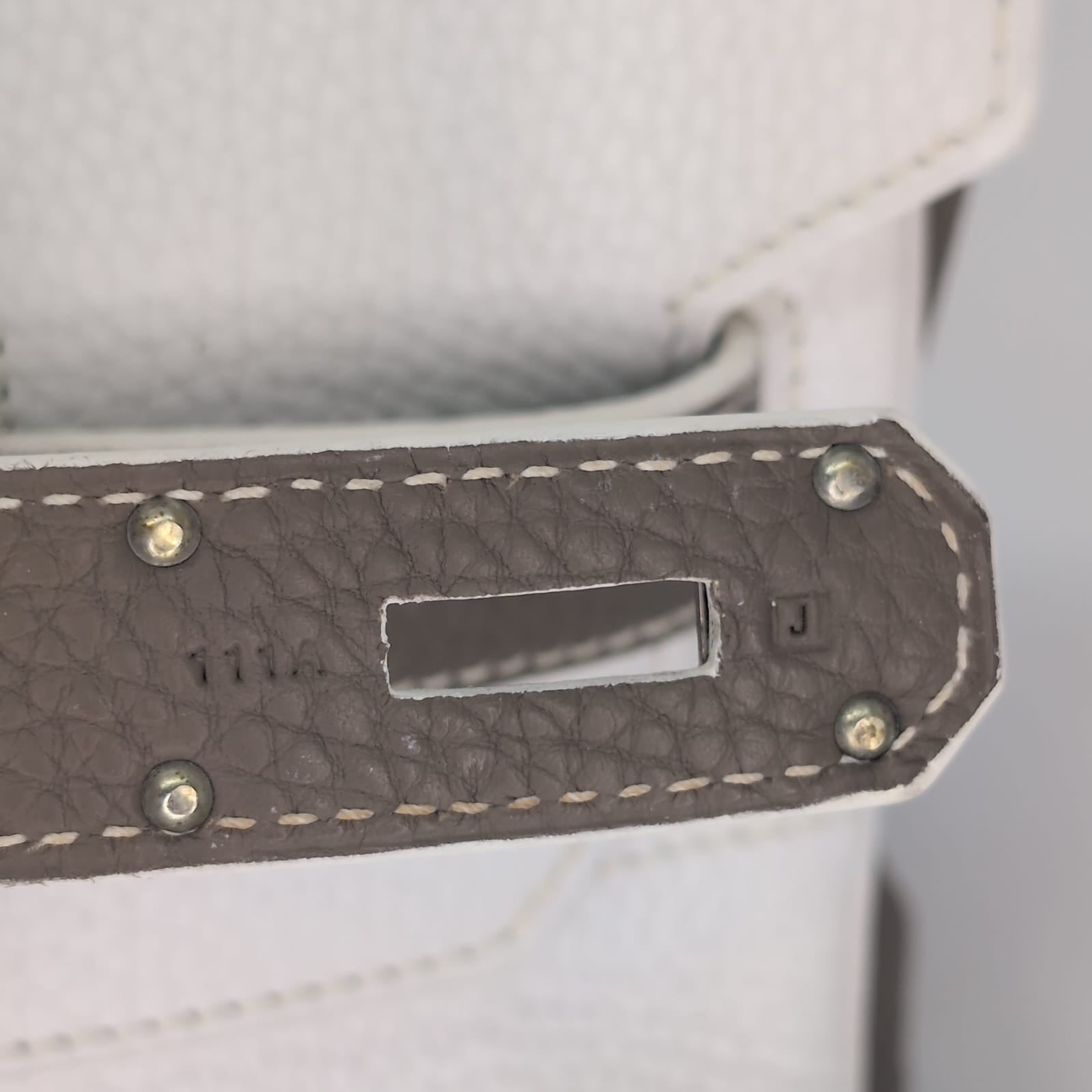 Hermès Birkin Shoulder 42 White Etoupe Clemence Palladium Hardware □J Stamp