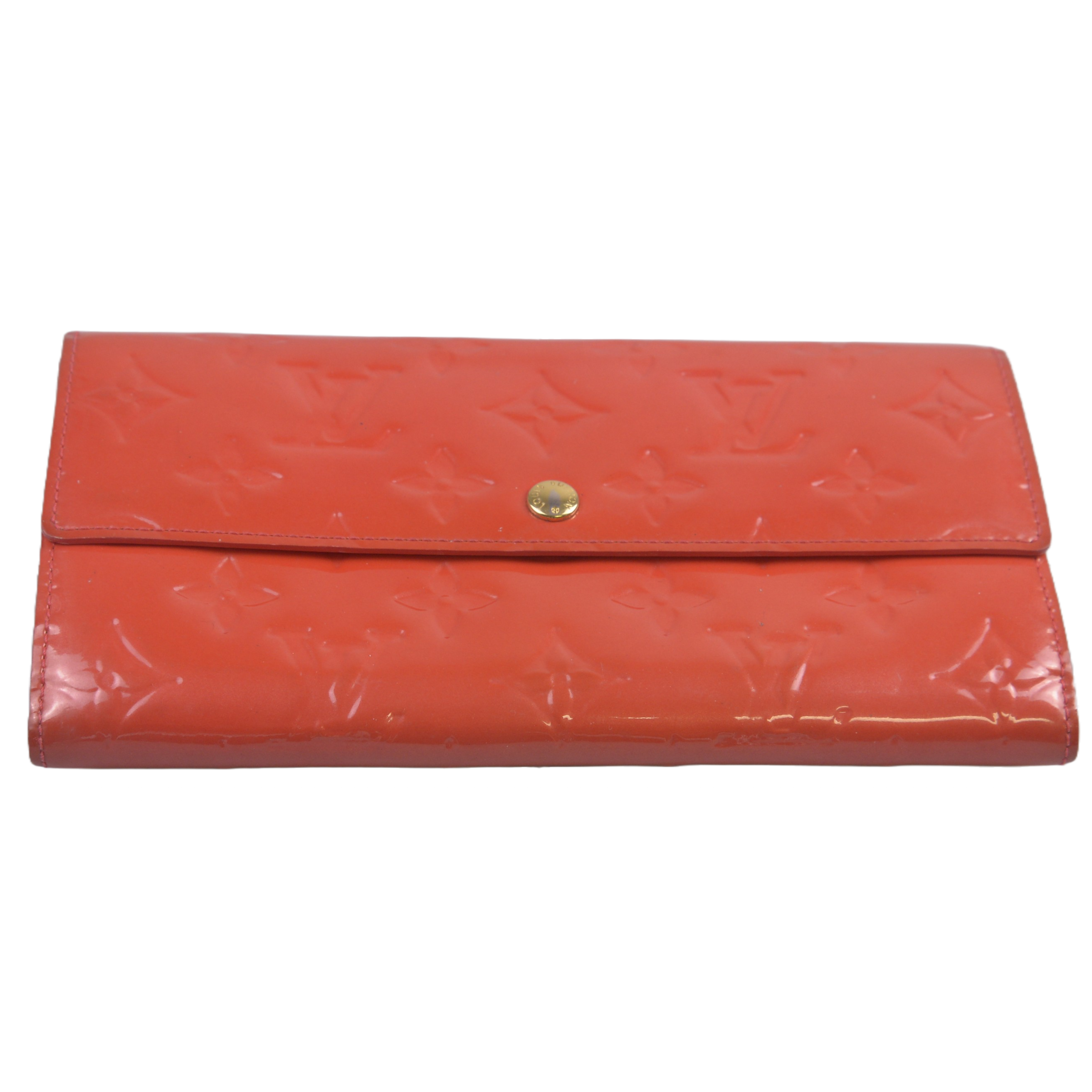 Louis Vuitton Vernis Monogram Sarah Long Wallet Red