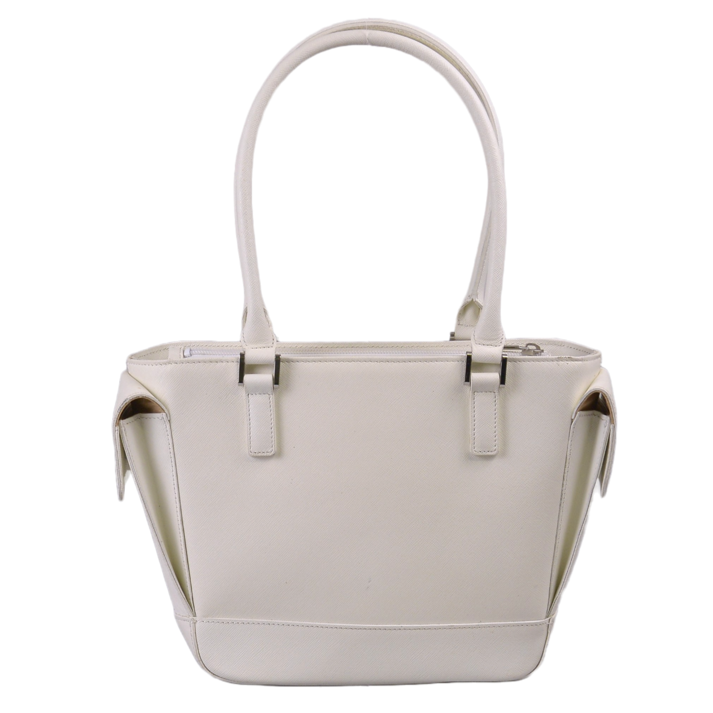 Burberry Handbag, White Coated Canvas