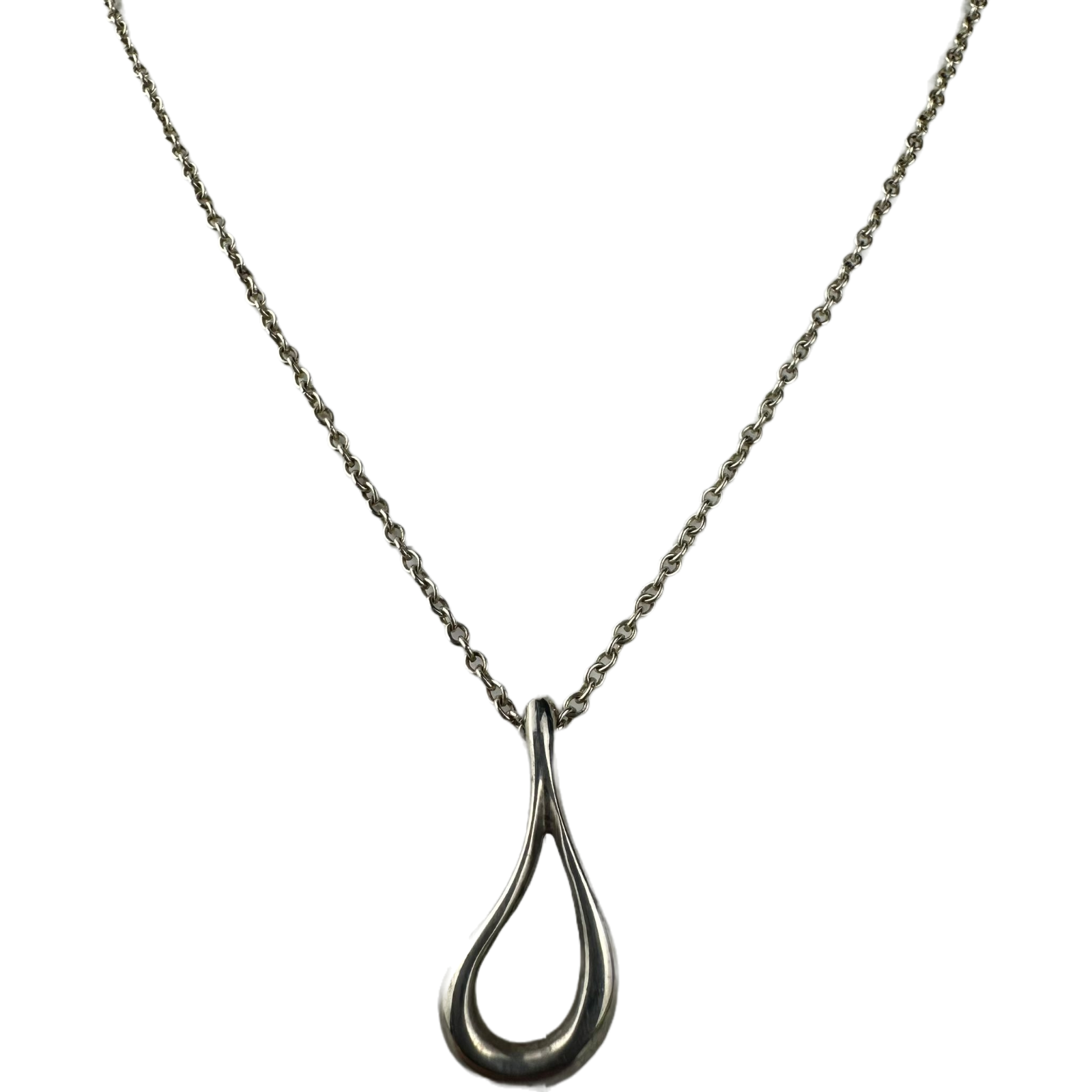 Tiffany & Co Open Teardrop Pendant Necklace Sterling Silver