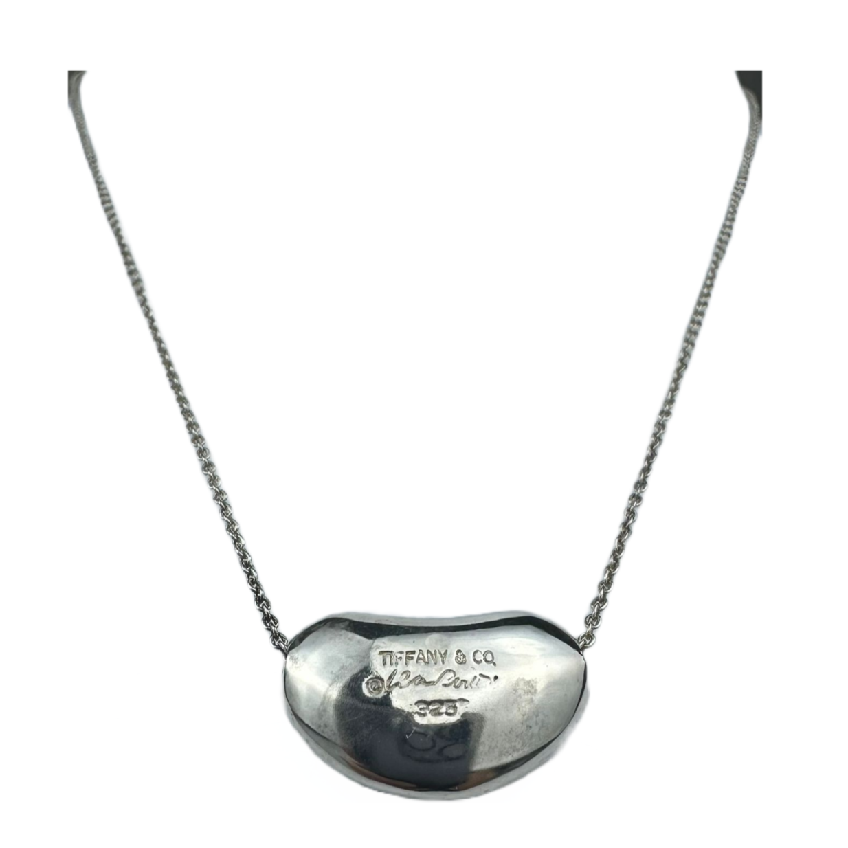 Tiffany & Co Large Bean Pendant Necklace Sterling Silver