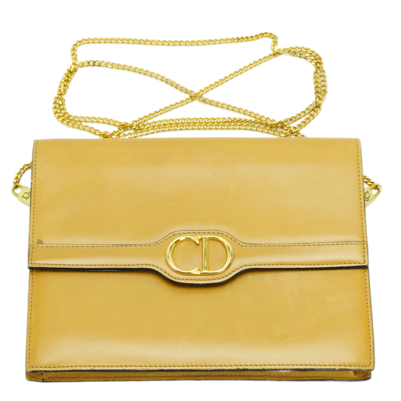 Christian Dior Leather Chain Box Bag Beige