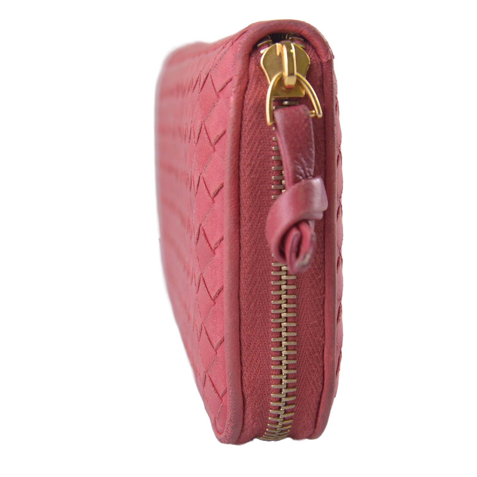 Bottega Veneta Intrecciato Zip Around Long Wallet Red