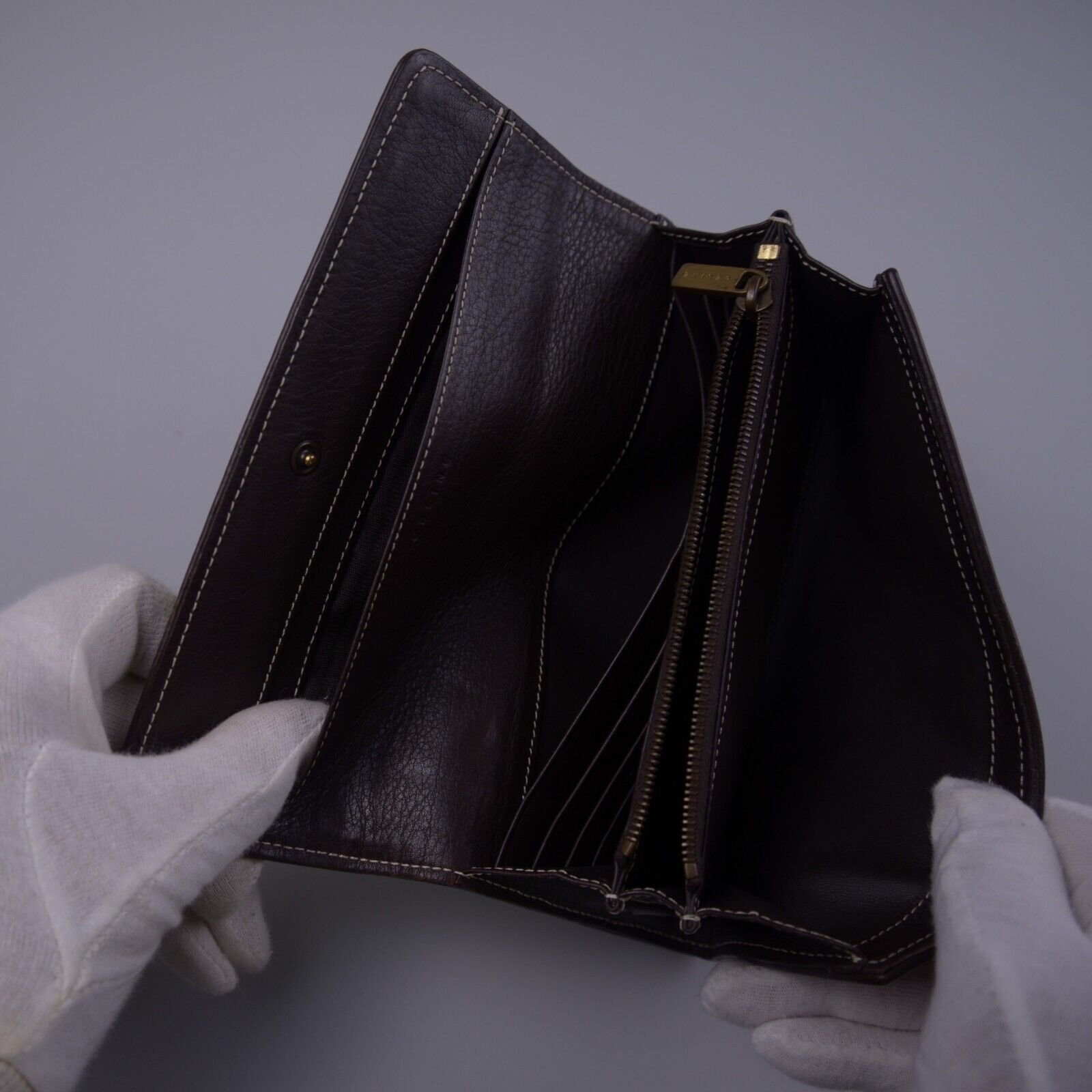 Celine Macadam Monogram Canvas X Leather Long Wallet Brown