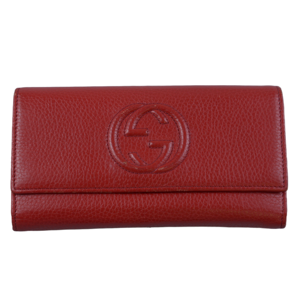Gucci Soho Pebbled Calfskin Long Continental Wallet Red