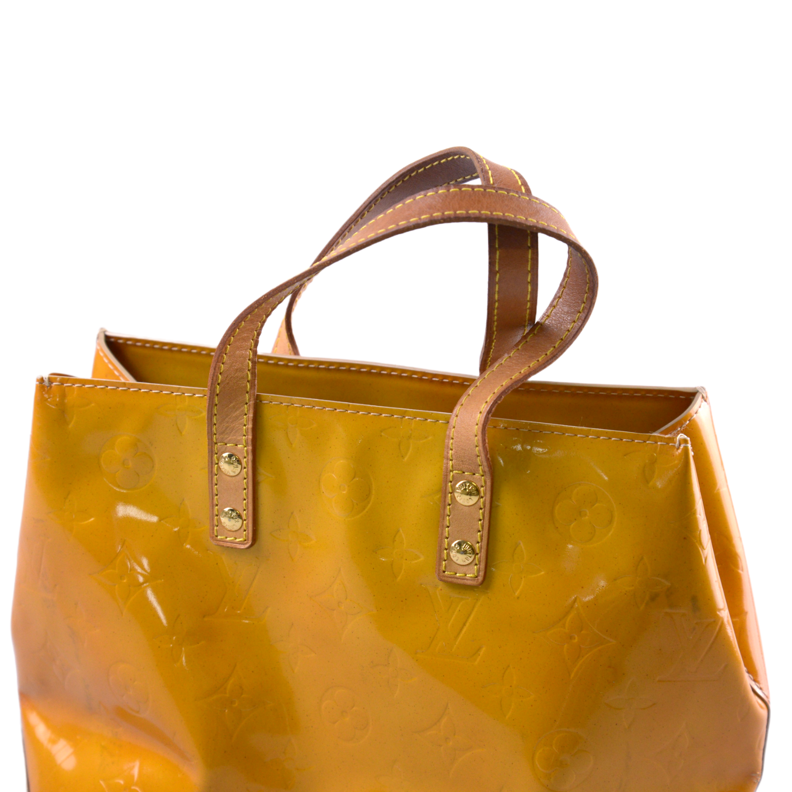Louis Vuitton Monogram Vernis Reade PM Bag, Tan and Yellow