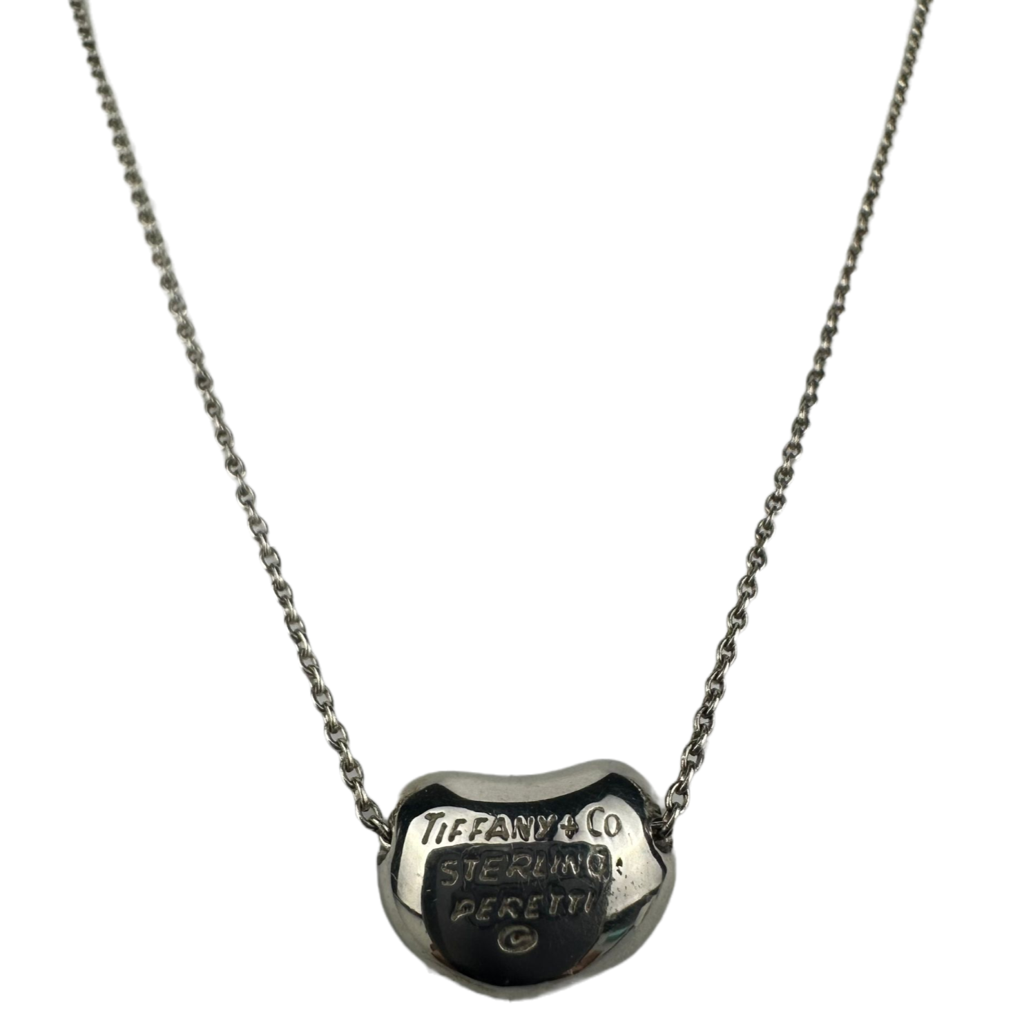 Tiffany & Co Mini Bean Pendant Necklace Sterling Silver