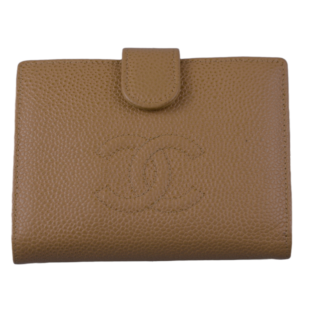 Chanel Caviar CC Timeless Bifold Wallet Beige