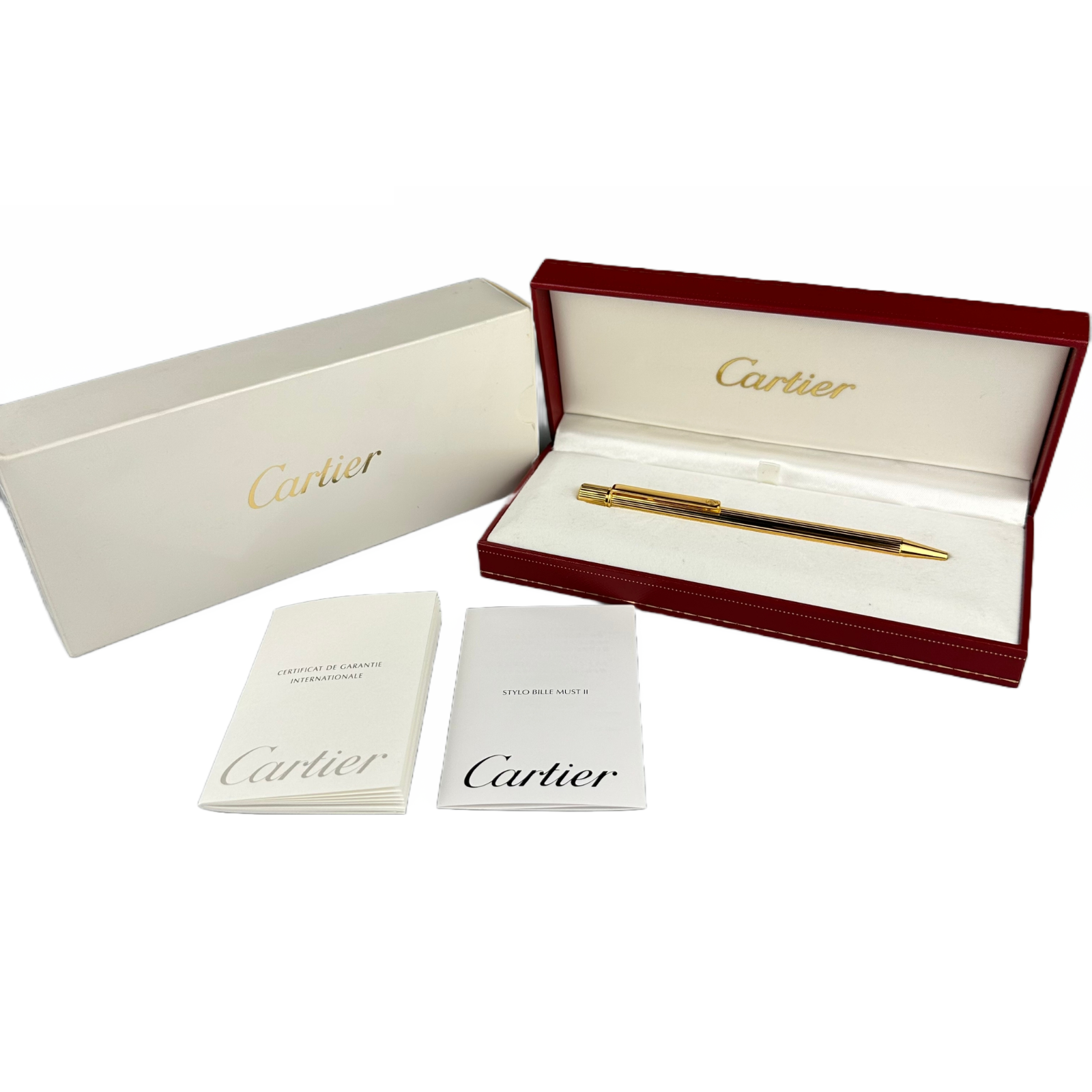 Cartier Stylo Bille Must II Attributs Plaqué-or Ballpoint Pen ST150180