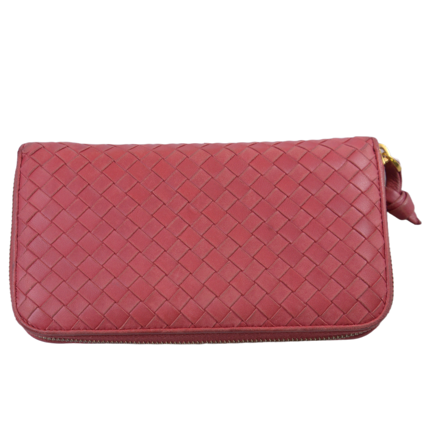 Bottega Veneta Intrecciato Zip Around Long Wallet Red