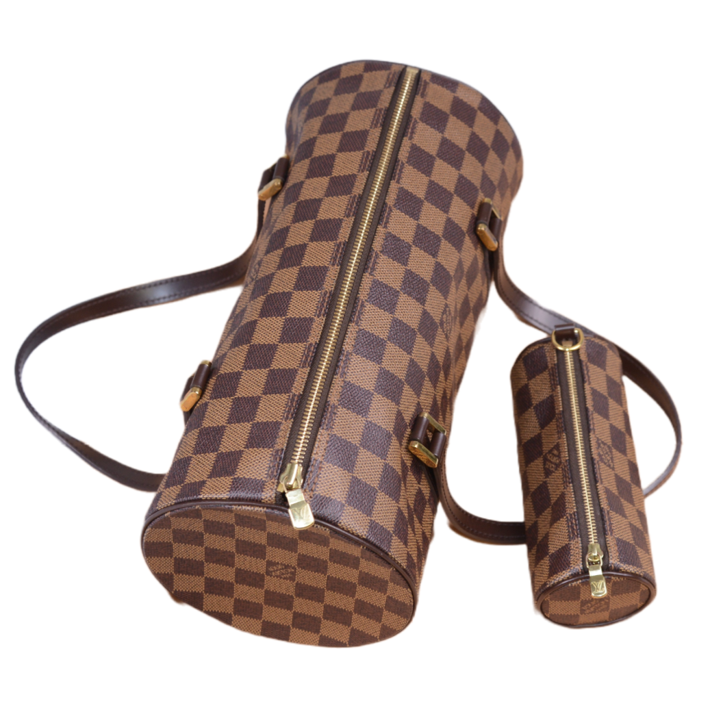 Louis Vuitton Damier Ebene Papillon 30 Monogram Bag With Pouch