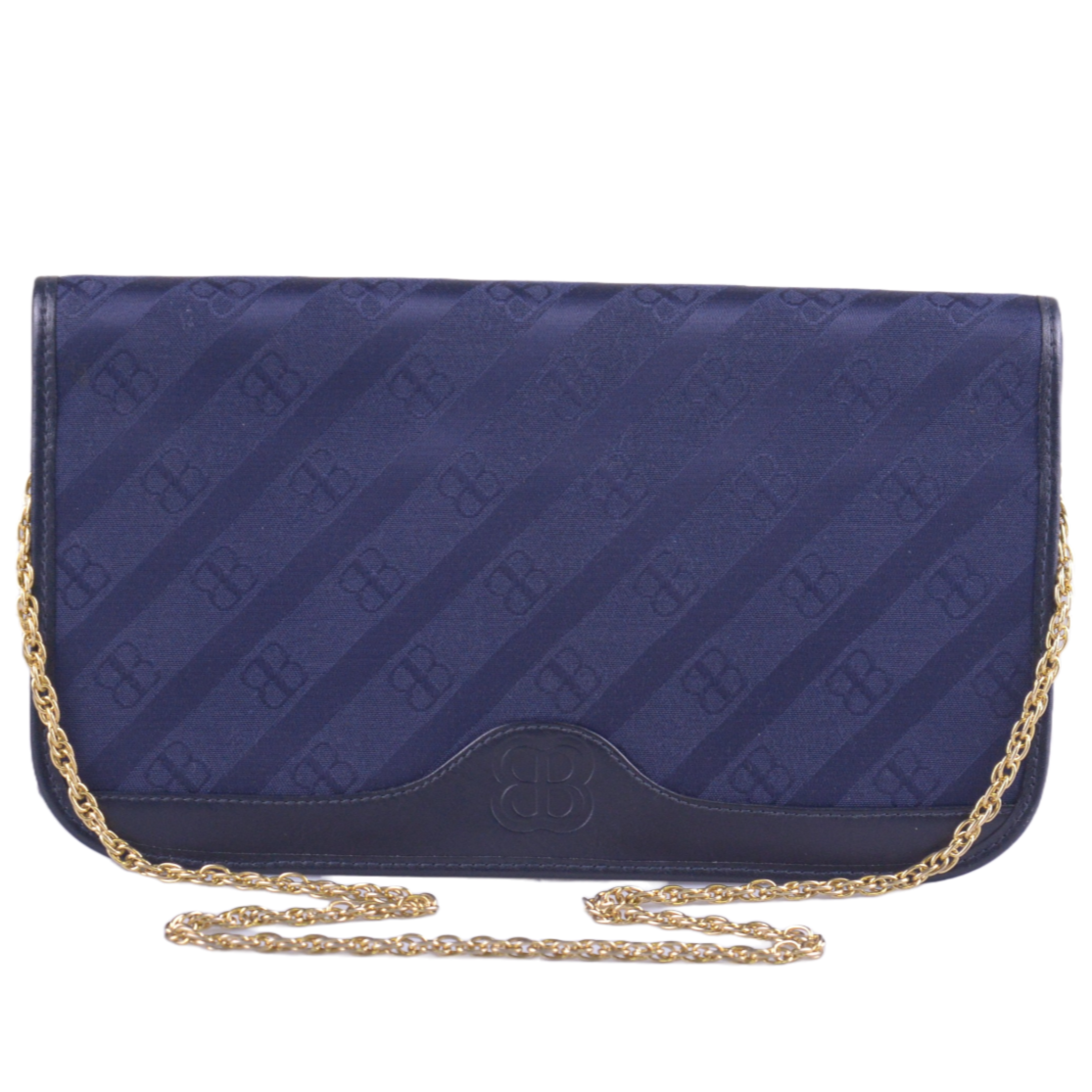 Balenciaga BB Monogram Chain Cloth Crossbody Bag Blue