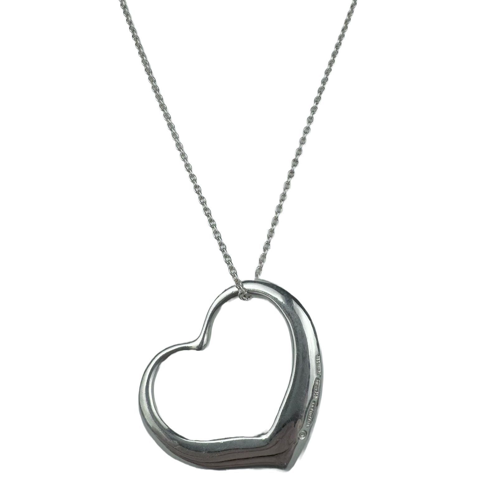 Tiffany & Co. Open Heart Large Long Necklace 925 Sterling Silver