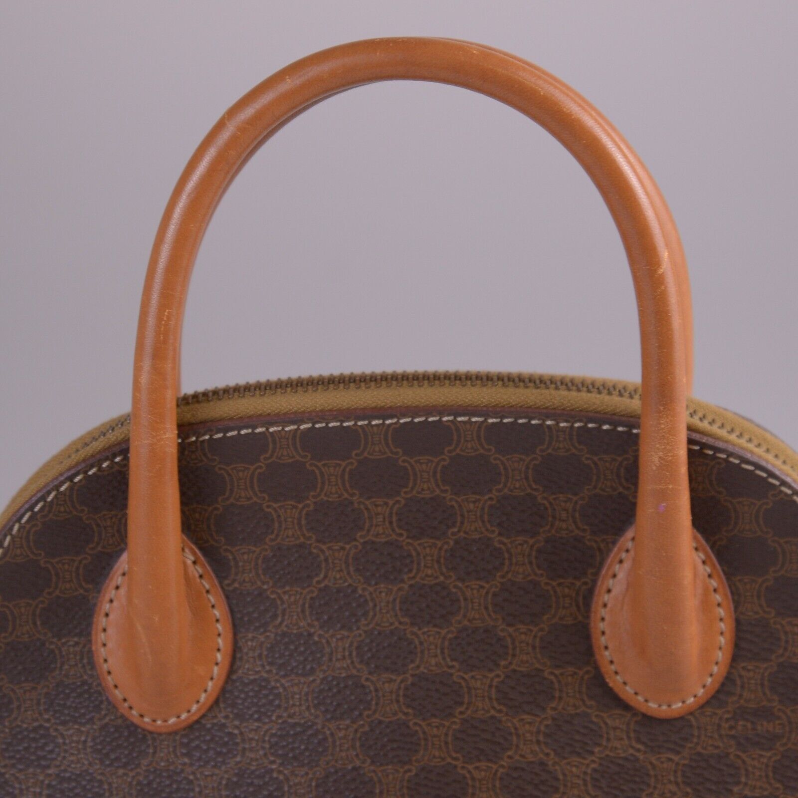 Celine Macadam Monogram Mini Leather Bag Brown
