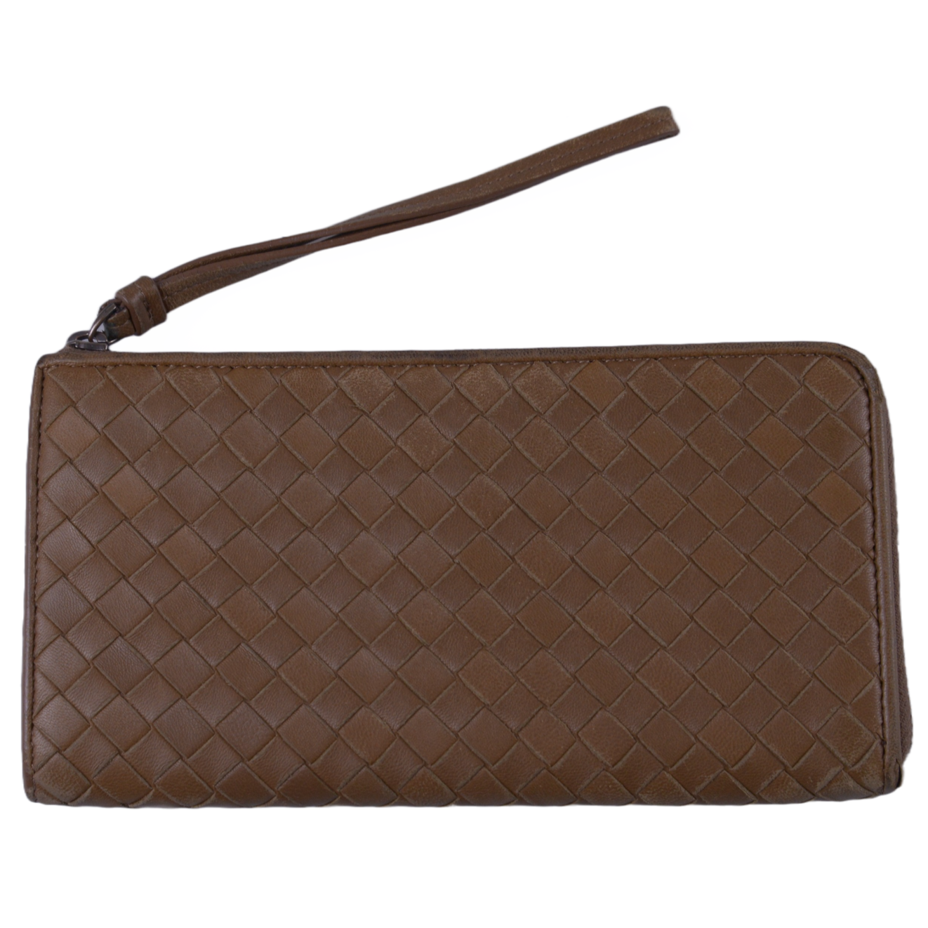 Bottega Veneta Intrecciato L-Shaped Long Wallet, Brown