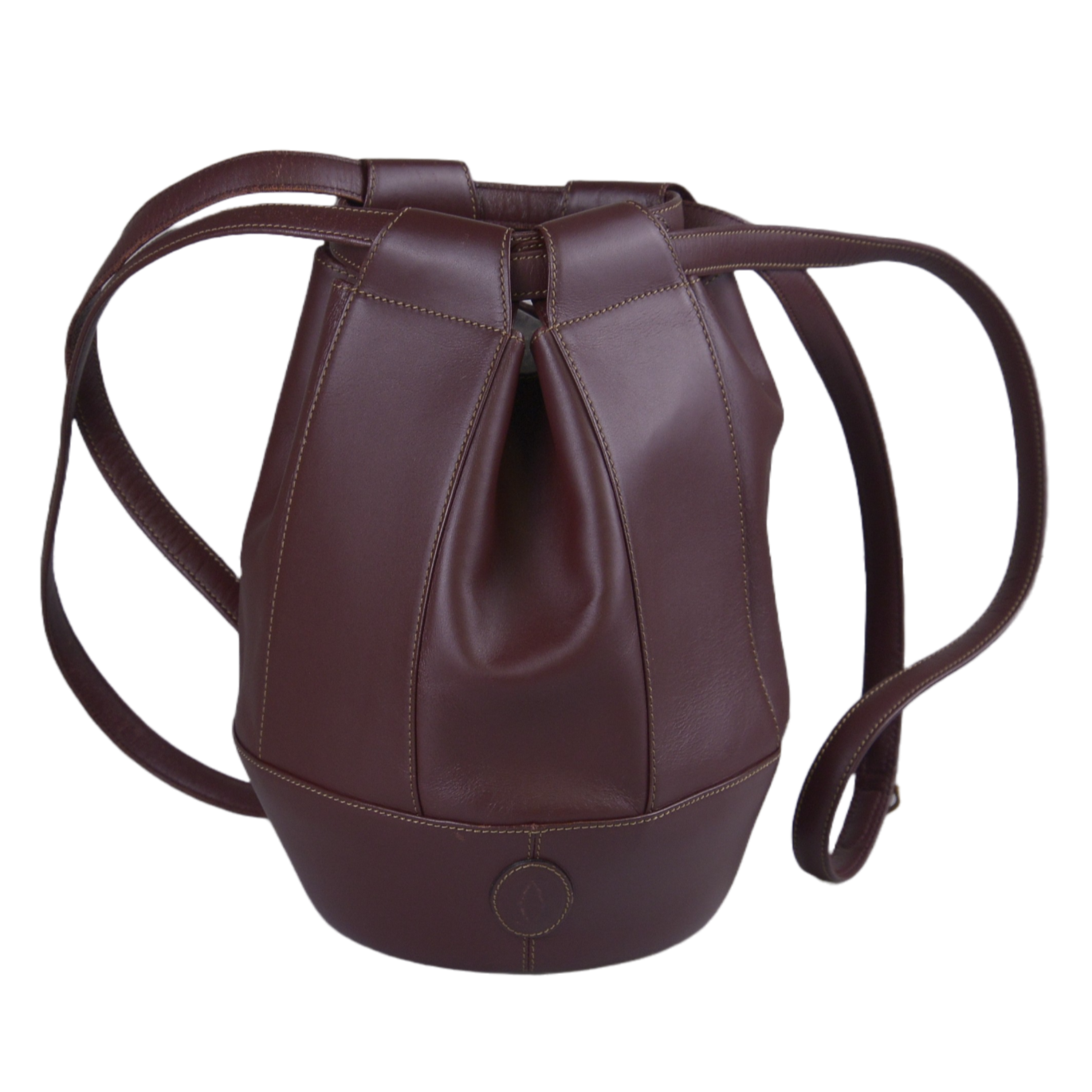Cartier Must de Leather Bucket Bag Burgandy