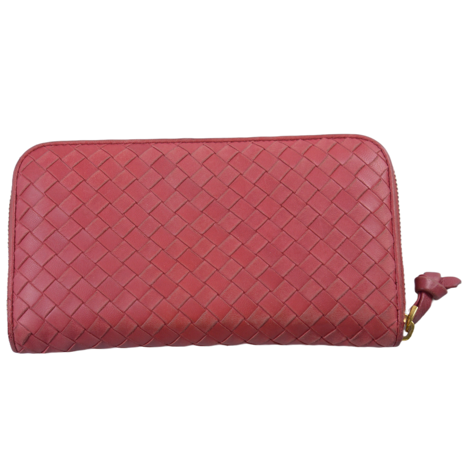 Bottega Veneta Intrecciato Zip Around Long Wallet Red