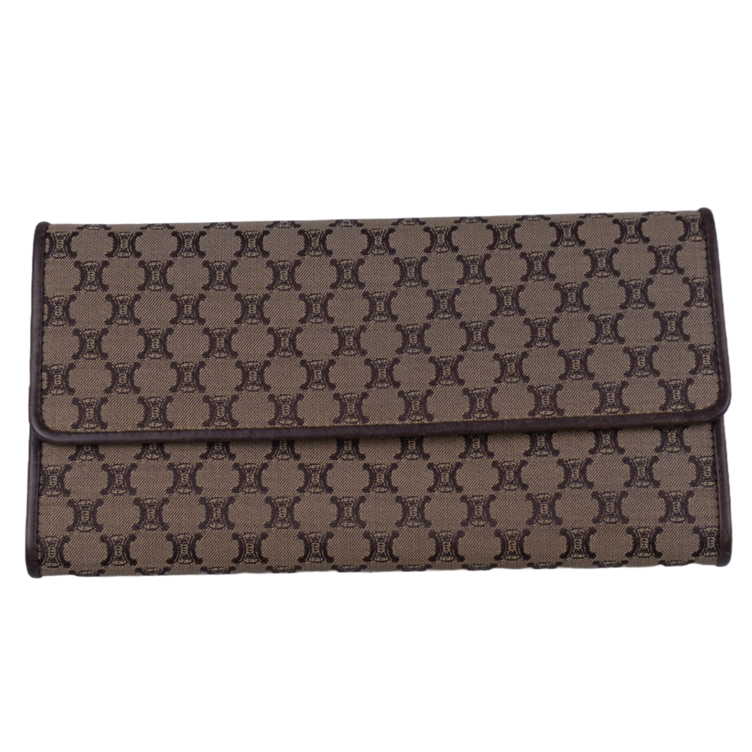 Celine Macadam Monogram Canvas X Leather Long Wallet Brown
