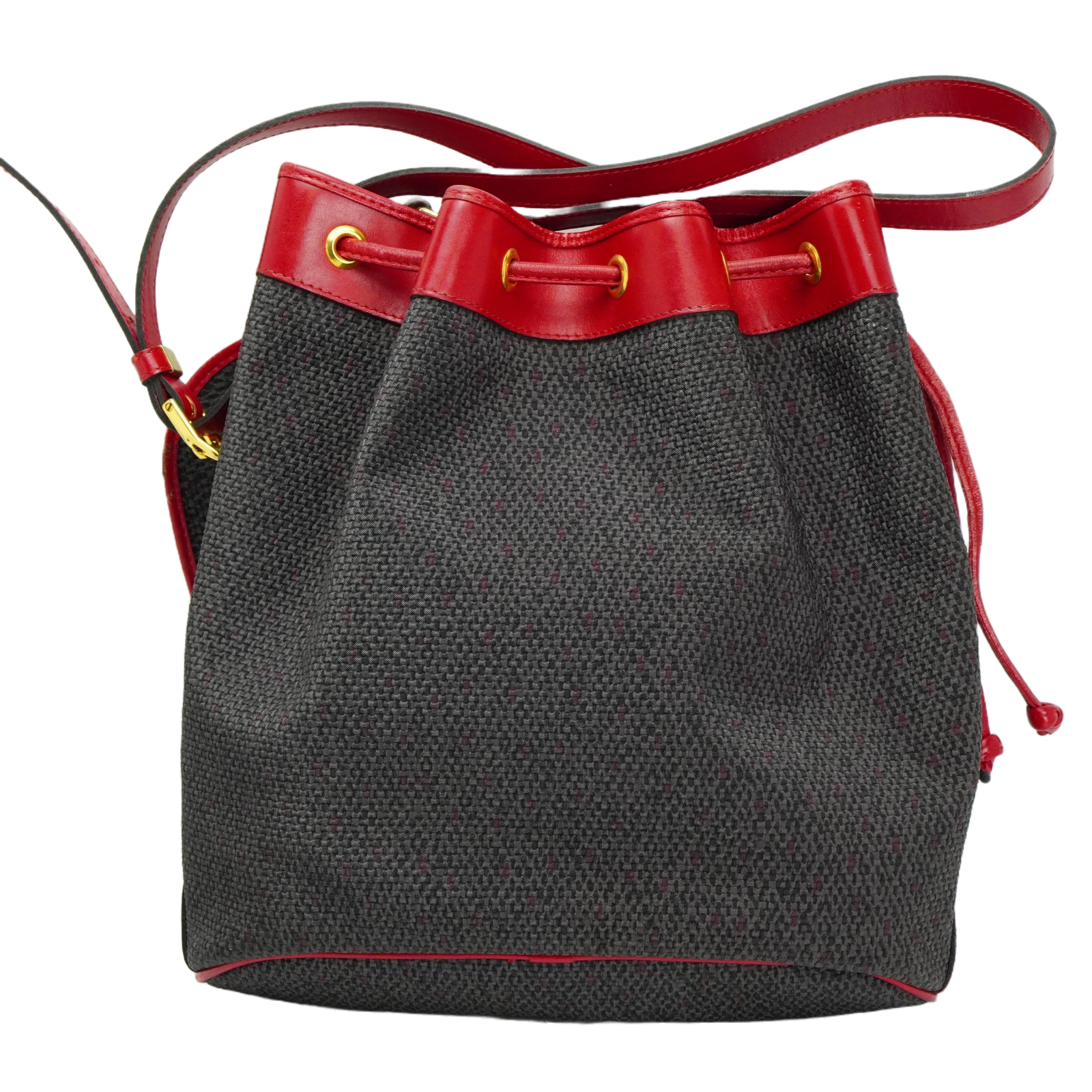 Yves Saint Laurent YSL Noe Canvas Bucket Drawstring Bag Red