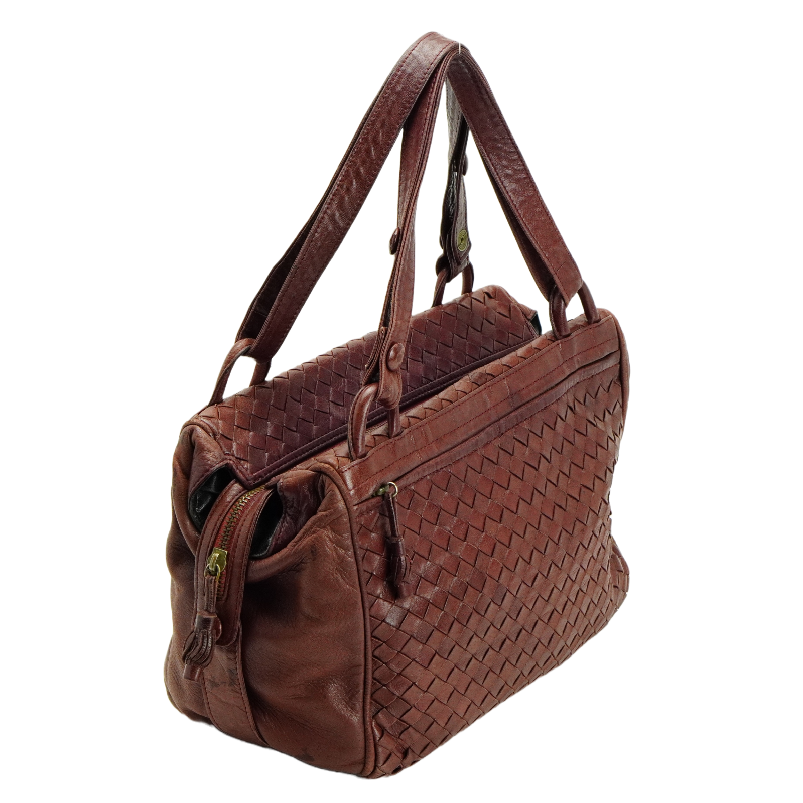 Bottega Veneta Intrecciato Leather Fold Over Shoulder Bag Brown
