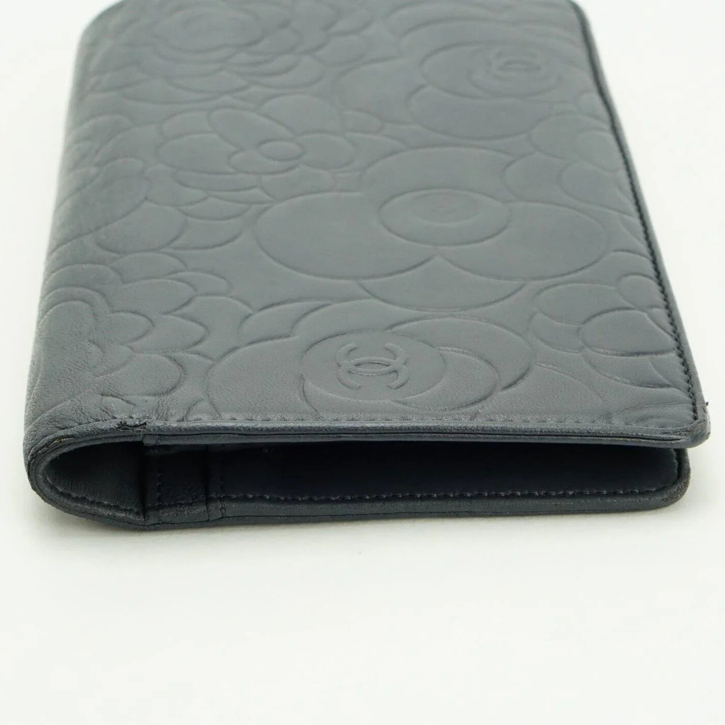Chanel Camellia Mark Long Wallet Grey