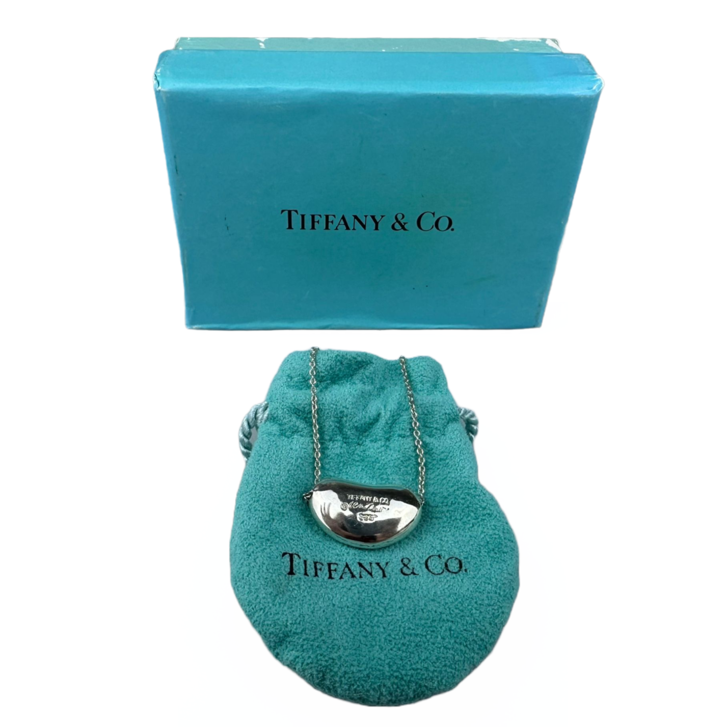 Tiffany & Co Large Bean Pendant Necklace Sterling Silver