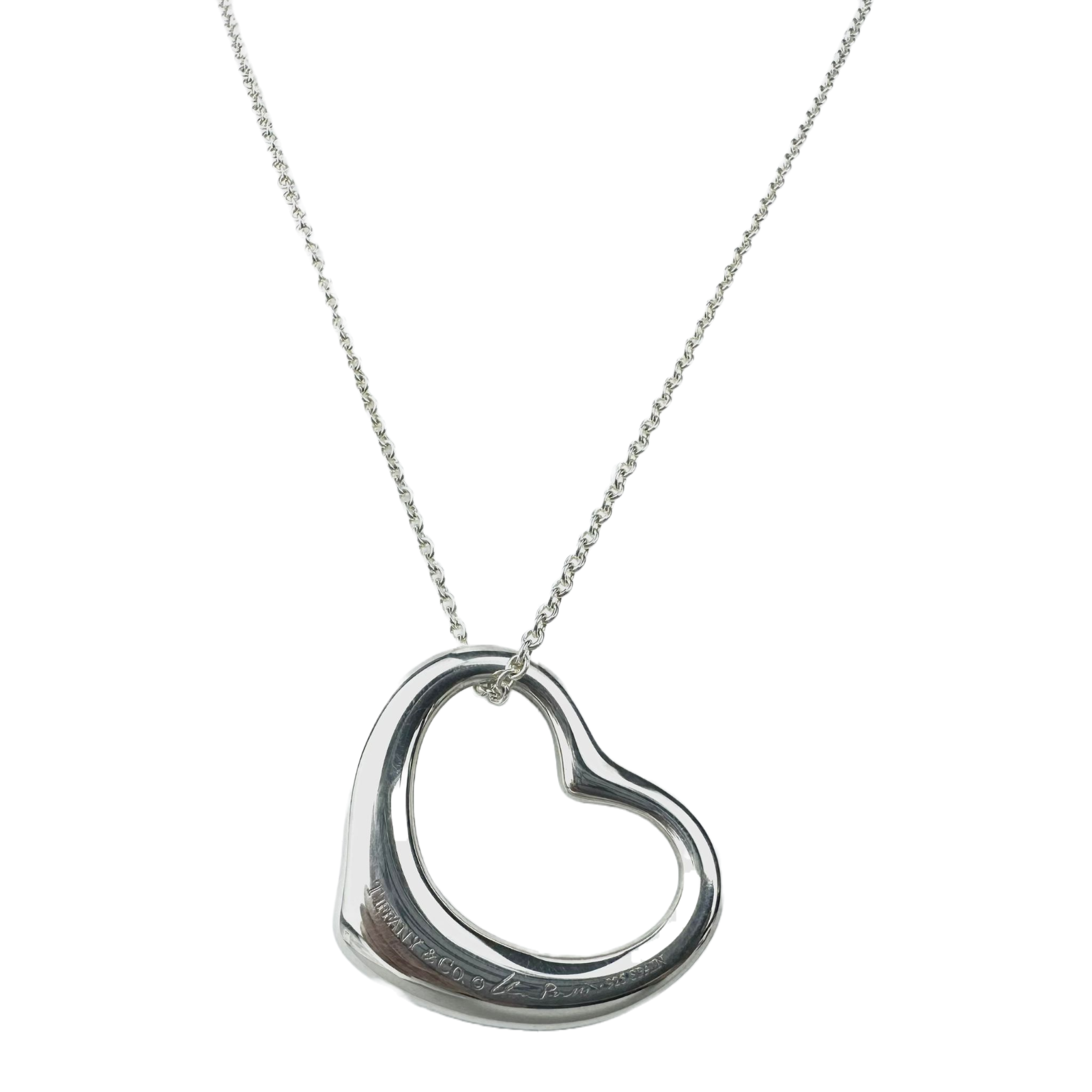 Tiffany & Co. Open Medium Heart Necklace Sterling Silver