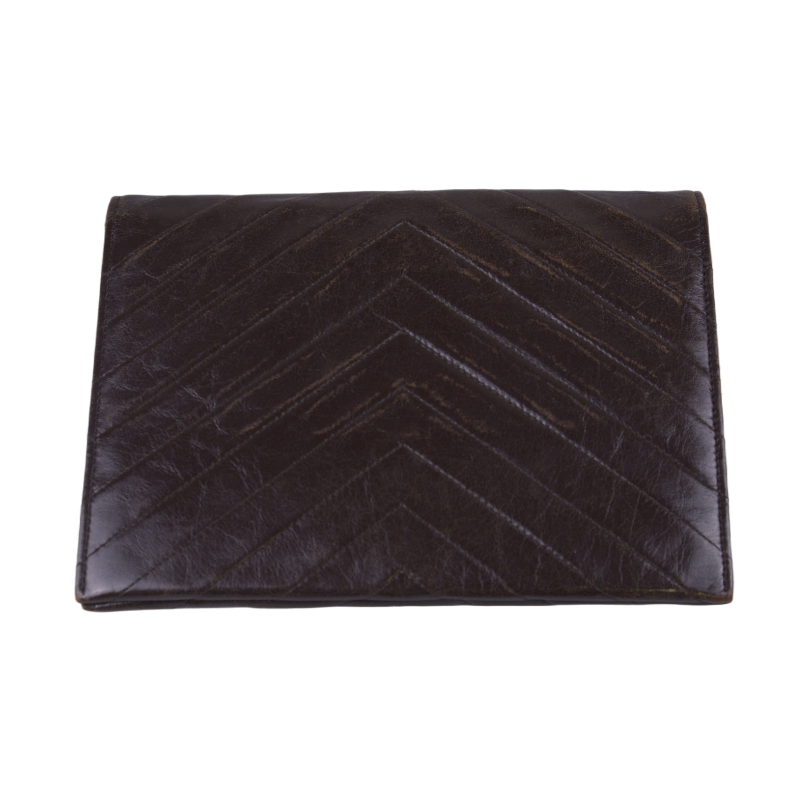 YSL Yves Saint Laurent Leather Clutch Bag Brown