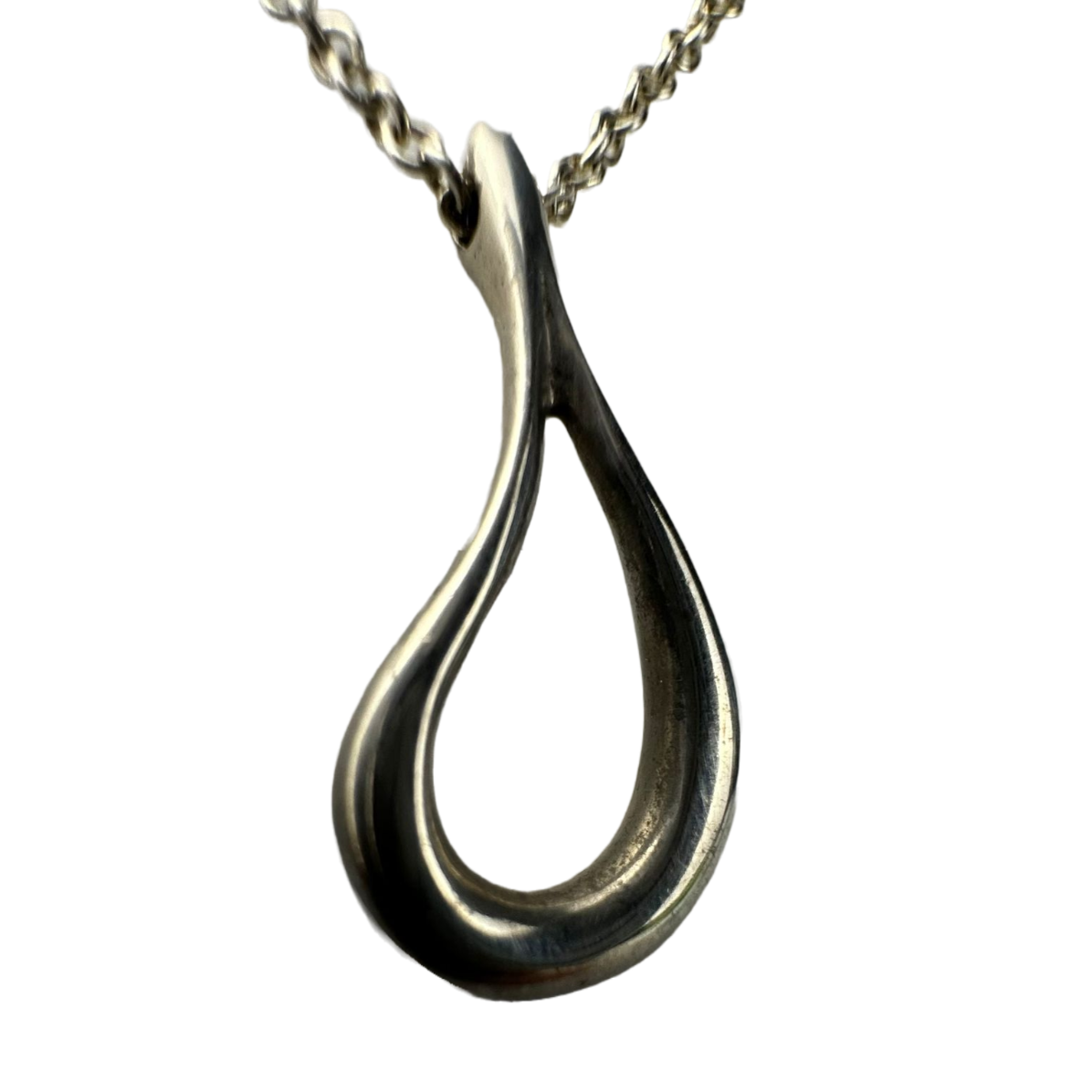 Tiffany & Co Open Teardrop Pendant Necklace Sterling Silver