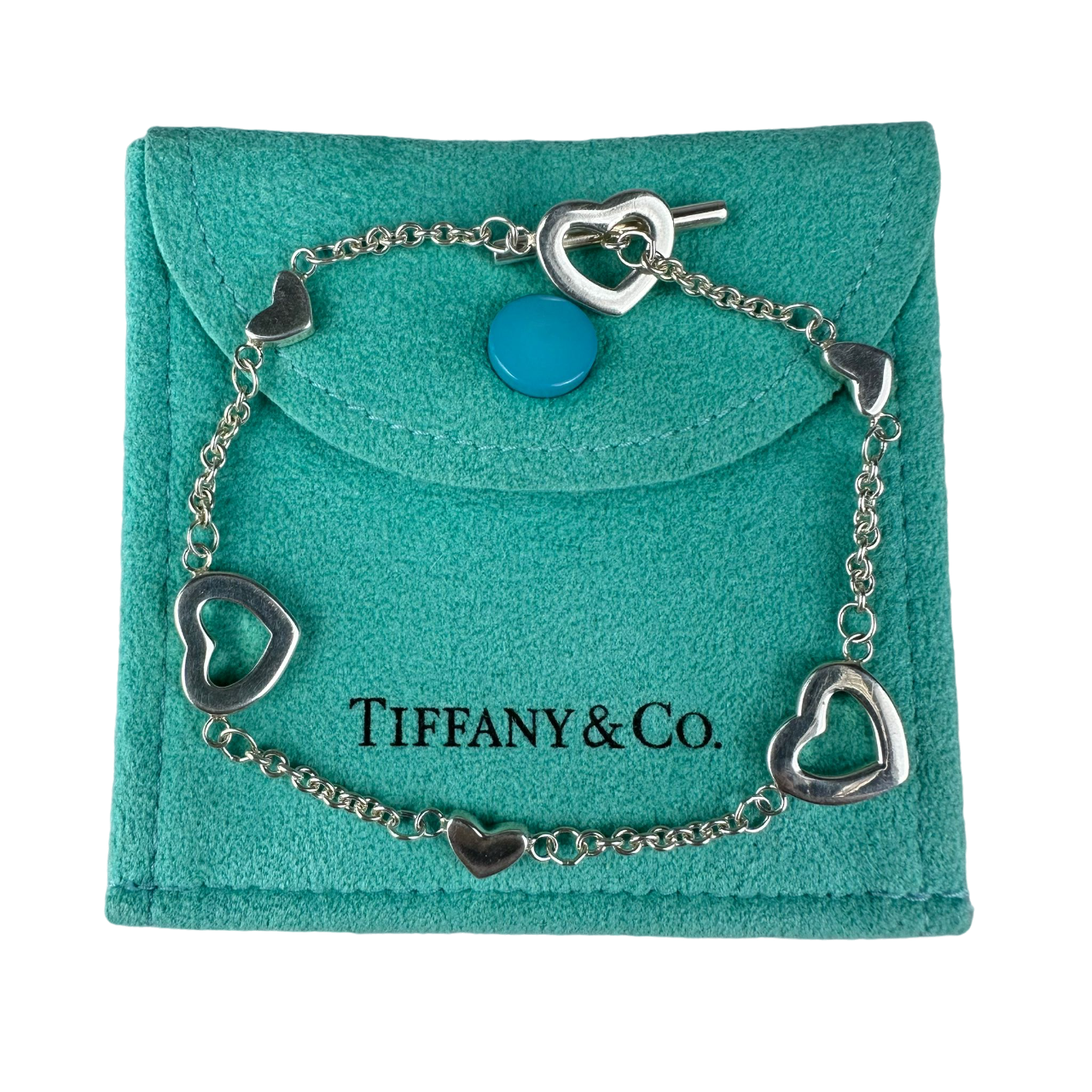 Tiffany & Co. Open Multi Heart Link Toggle Bracelet Sterling Silver