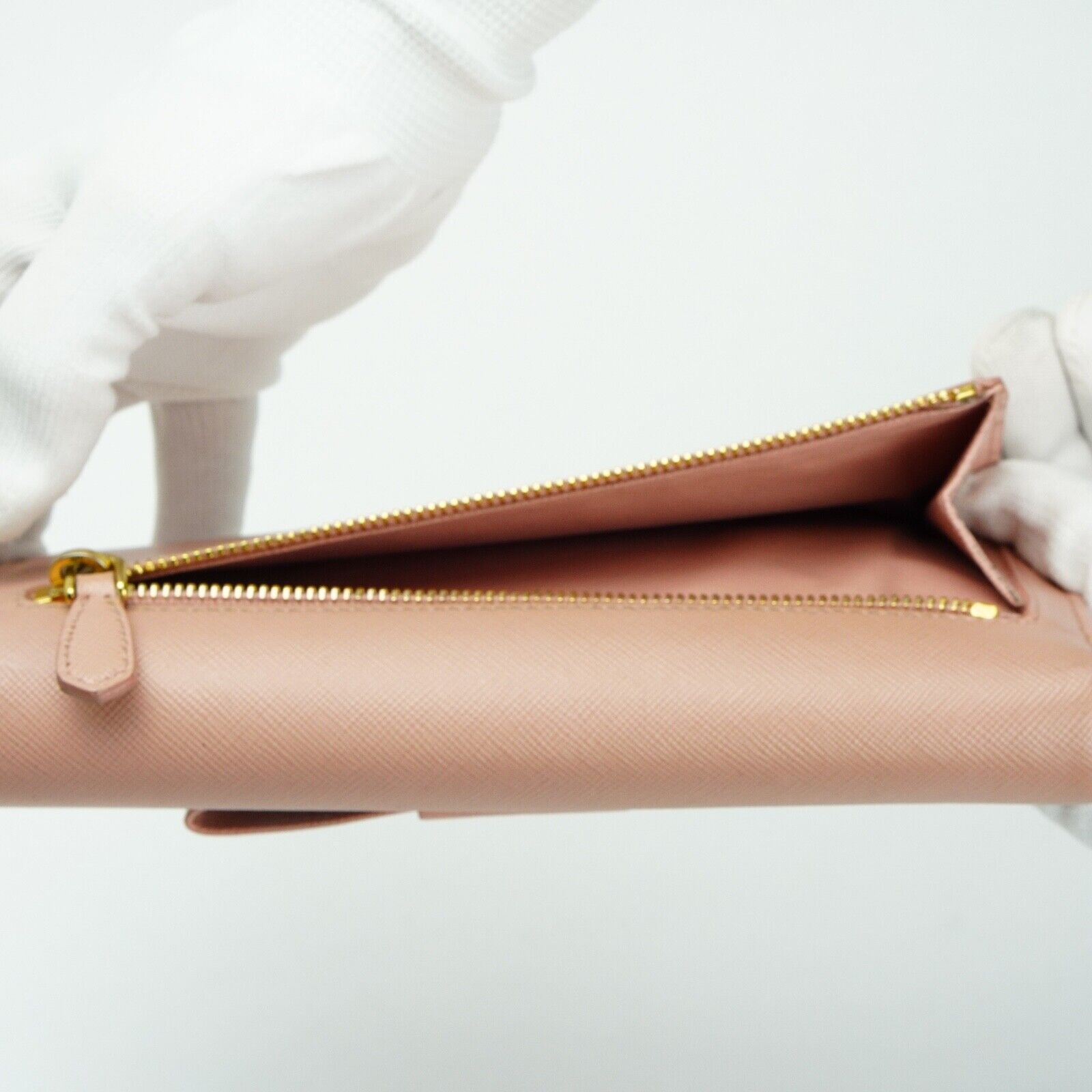 Prada Saffiano Peonia Fiocco Bow Continental Wallet Powder Pink