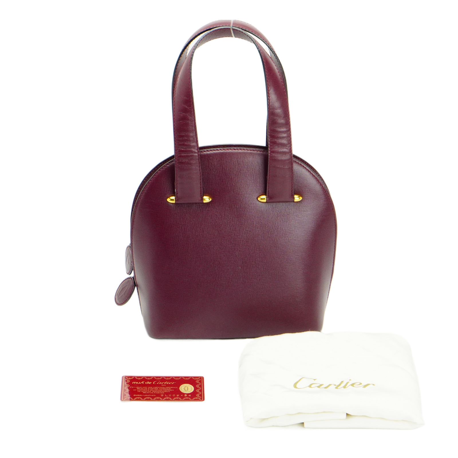 Cartier Leather Rounder Handbag Burgundy