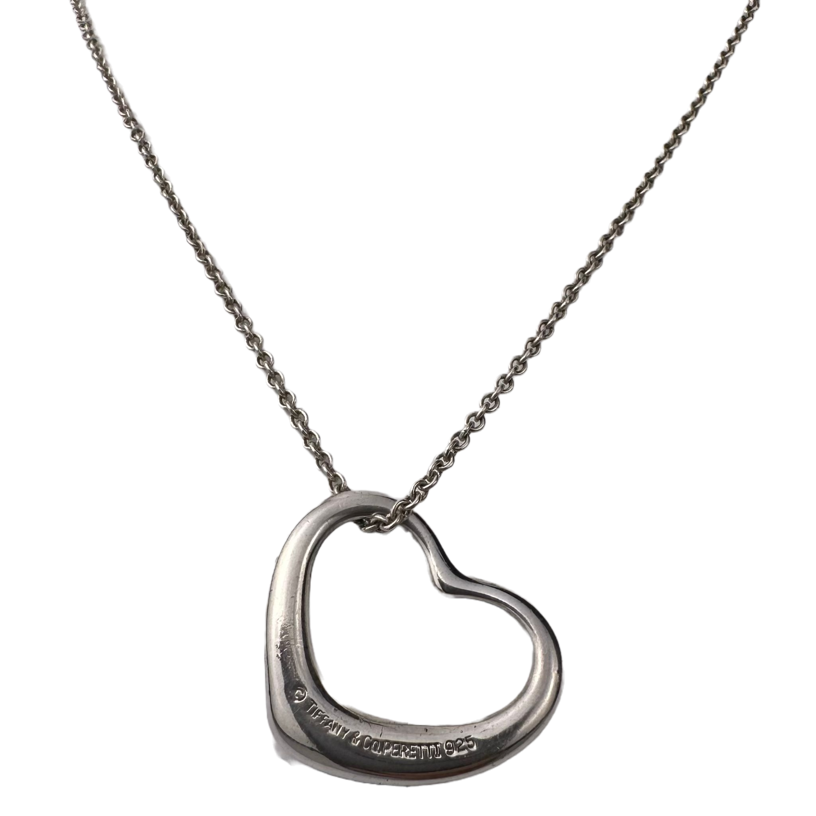 Tiffany & Co. Open Medium Heart Necklace Sterling Silver