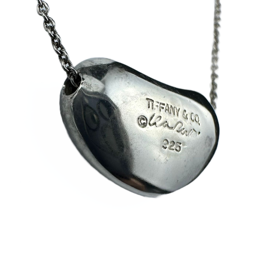 Tiffany & Co Large Bean Pendant Necklace Sterling Silver