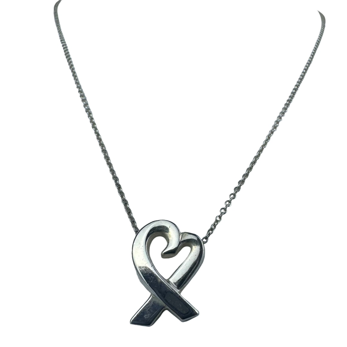 Tiffany & Co Paloma Picasso Loving Heart Pendant Necklace Sterling Silver