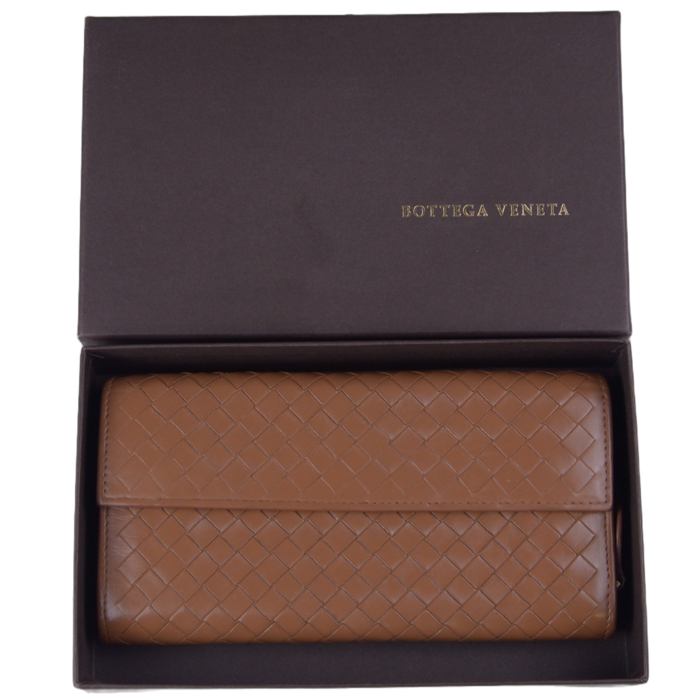 Bottega Veneta Intrecciato Long Wallet, Brown