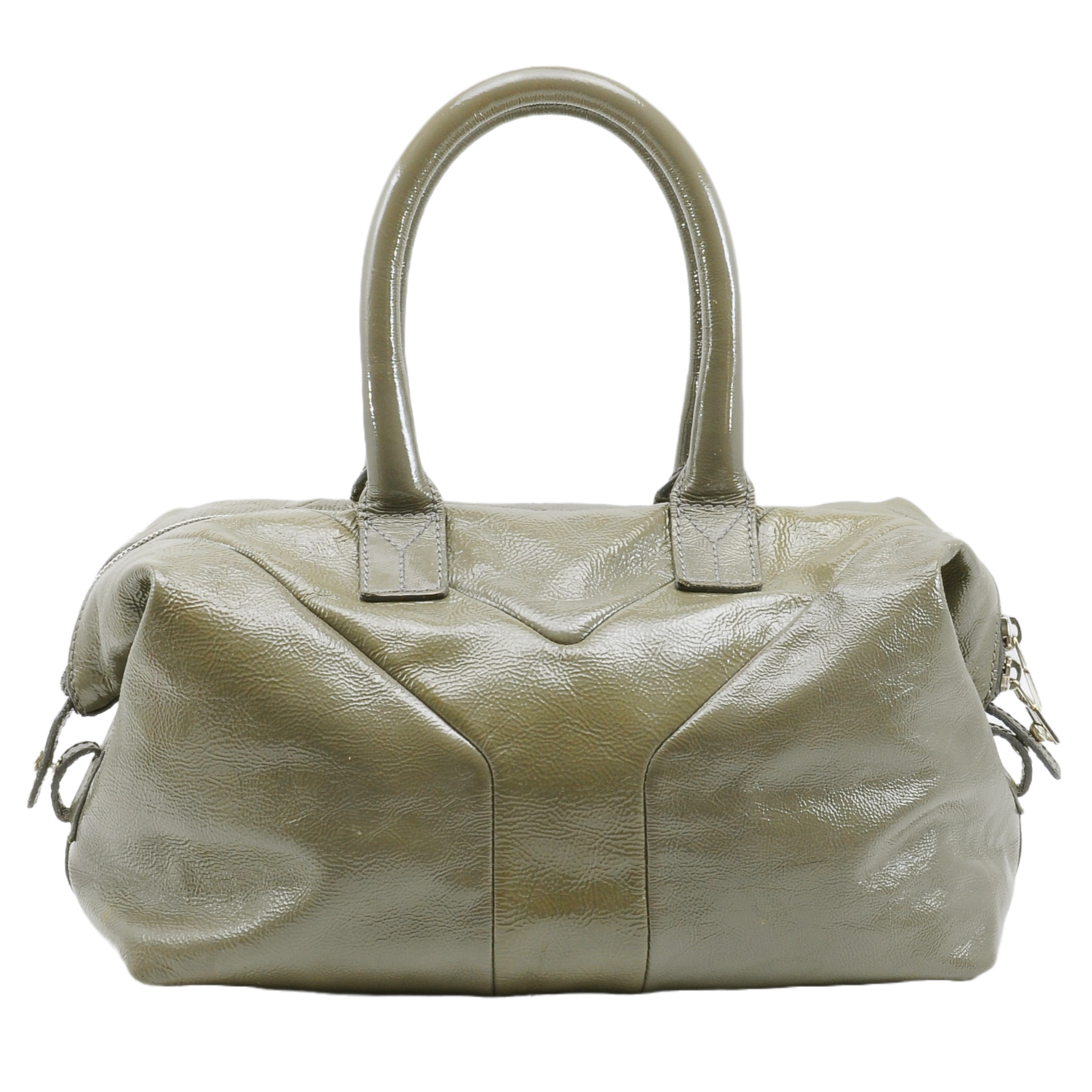 Yves Saint Laurent Easy Patent Leather Boston Bag Olive