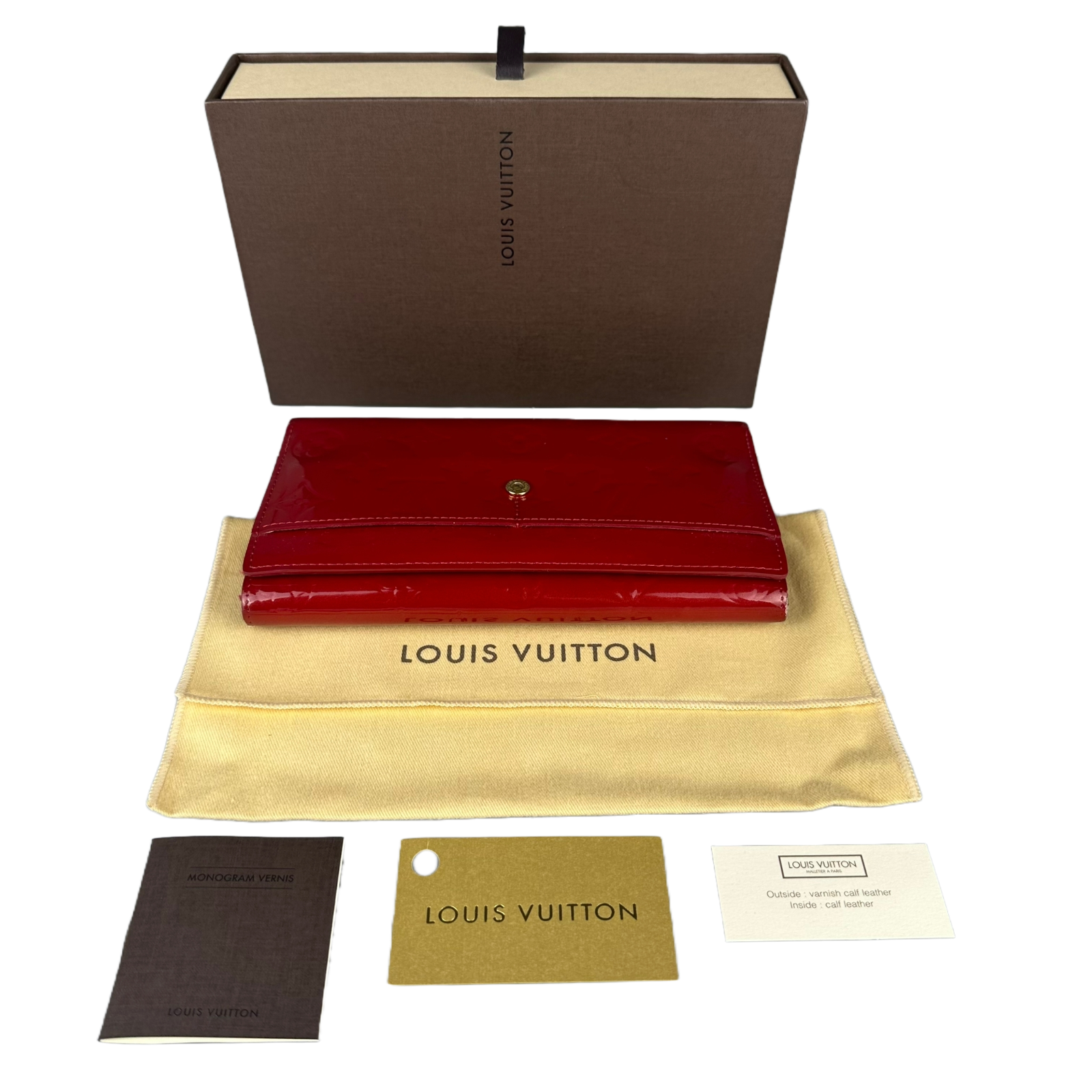 Louis Vuitton Monogram Vernis Porte Tresor International Wallet Red