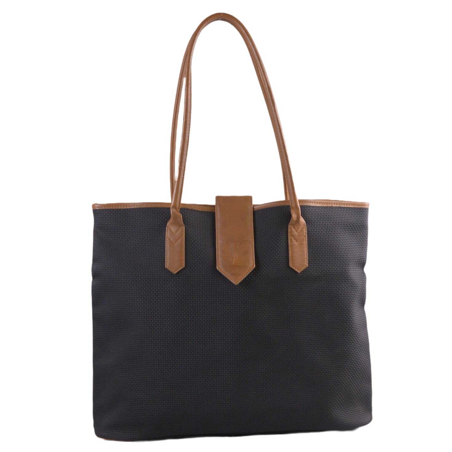 YSL Yves Saint Laurent Leather x Canvas Large Tote