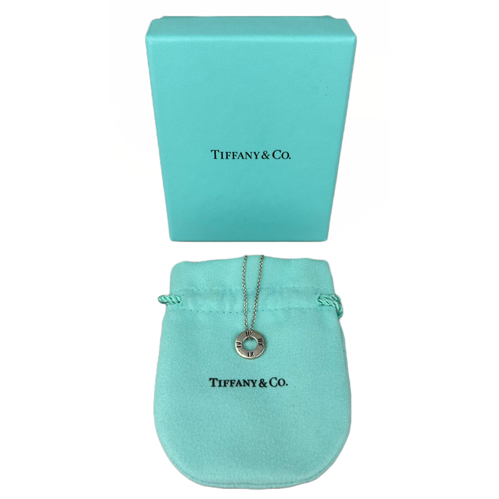 Tiffany & Co Round Atlas Medallion Pendant Necklace Sterling Silver