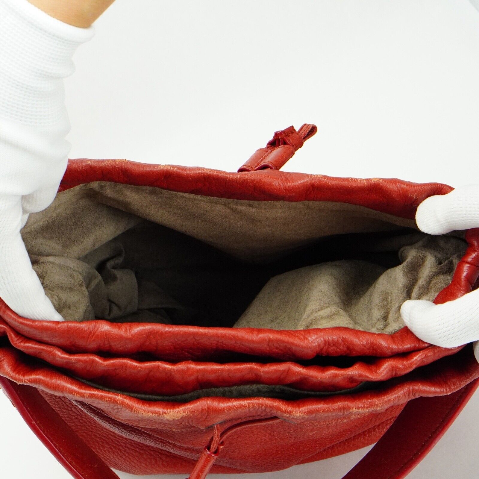 Bottega Veneta Double Drawstring Handbag Red