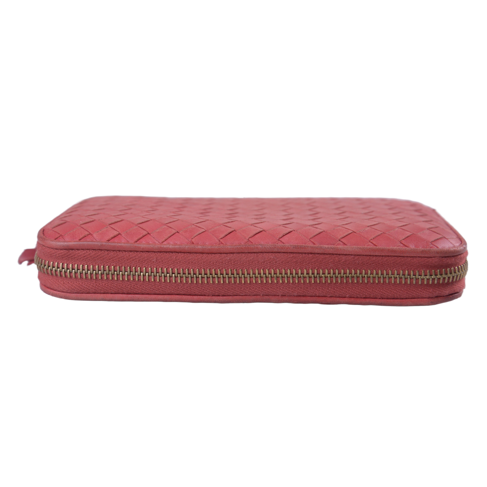 Bottega Veneta Intrecciato Zip Around Long Wallet Red
