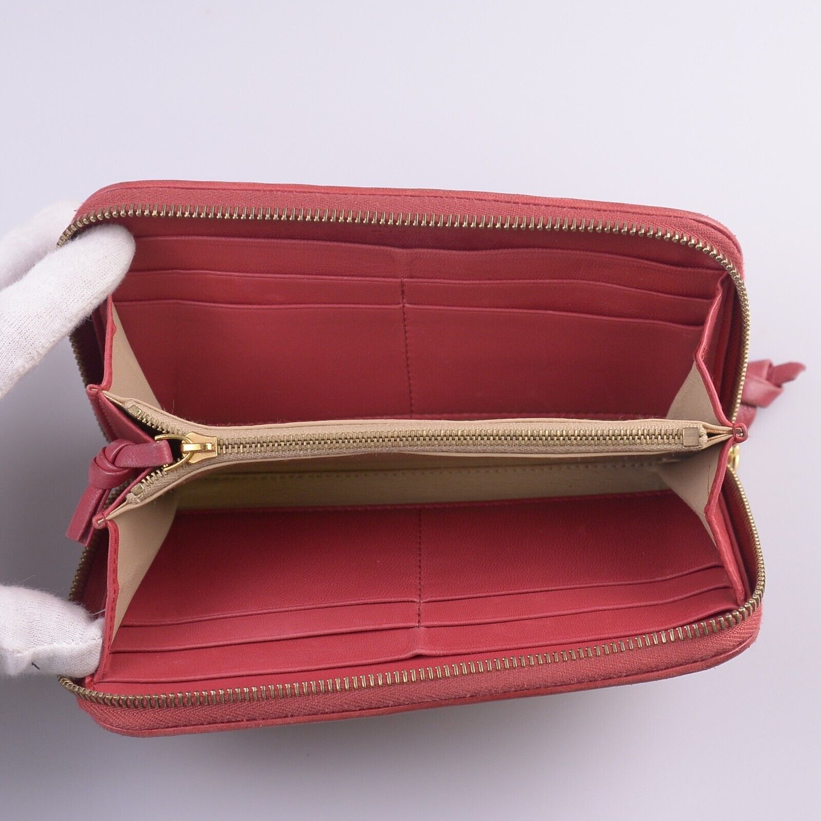 Bottega Veneta Intrecciato Zip Around Long Wallet Red